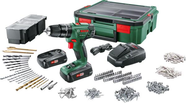 2 pacchi batteria PBA 18 V 1,5 Ah W-A, SystemBox, set di accessori da 241 pezzi (1 619 GT7 900), caricabatterie AL 18V-20, scatola