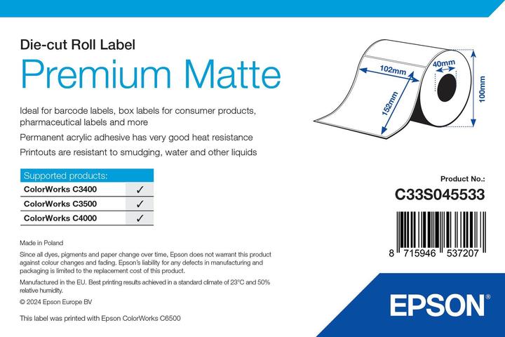 Produktbild Epson Premium Matte Label 102 mm x 152 mm