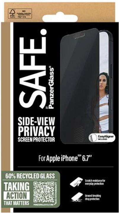 Produktbild PanzerGlass SAFE. Privacy Screen Protector iPhone '24 6.7" Ultra-Wide Fit (1 Stück, Apple iPhone 16 Plus)