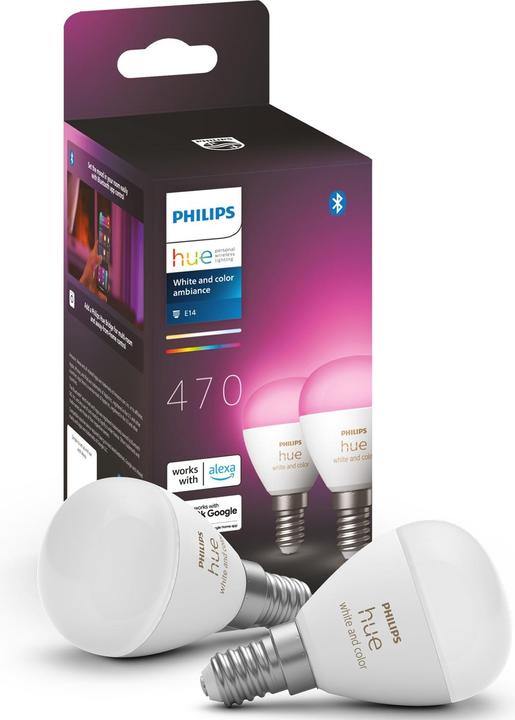Actual product image Philips Hue White & Color Ambiance E14 Chandelier Twin Pack (E14, 5.10 W, 470 lm, 2 x, F)