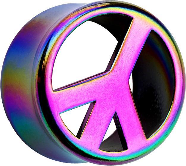 Star Piercing Flared Tunnel Peace farbig (ohne Messing, Acryl)