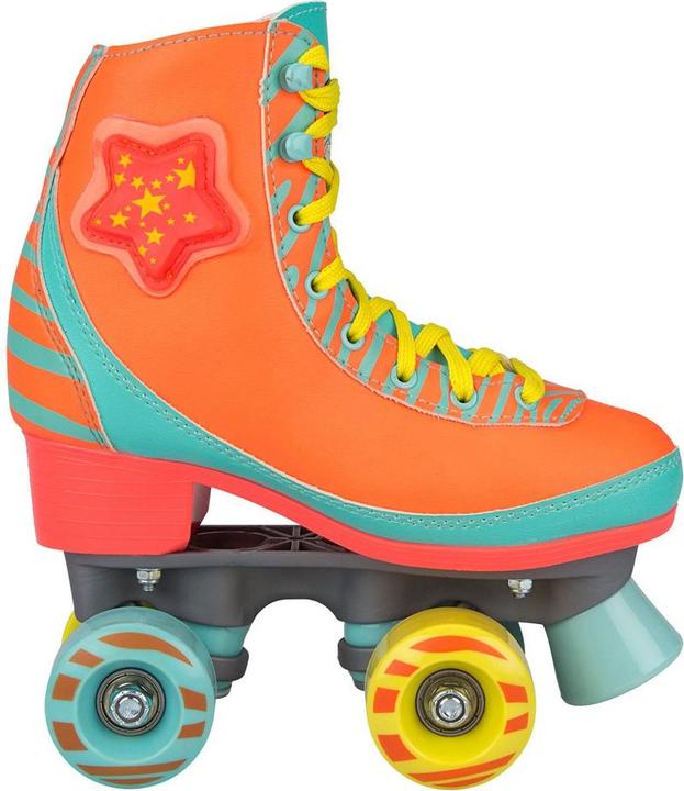 Nijdam Rolschaatsen - LED Star Zebra - Fluororanje/Lichtblauw/Geel - 31/32 (32)