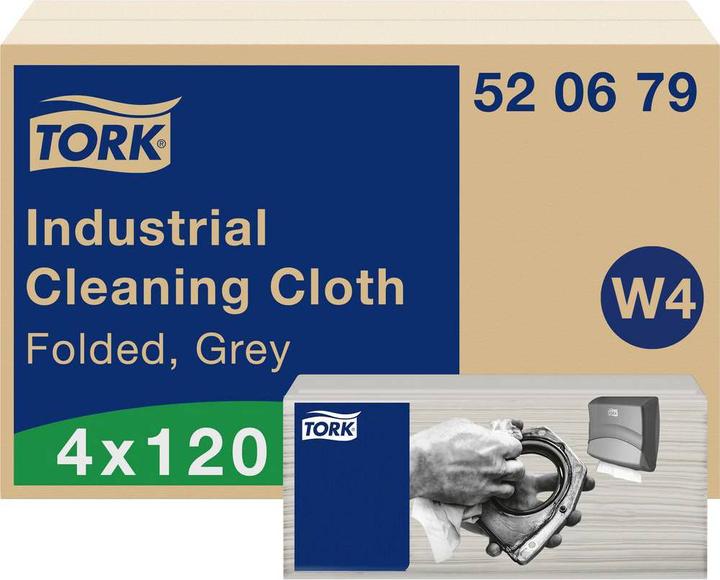 Produktbild Tork Gefaltete Industrie Reinigungstücher W4, 4 x 120 Tücher (480 Stk.)