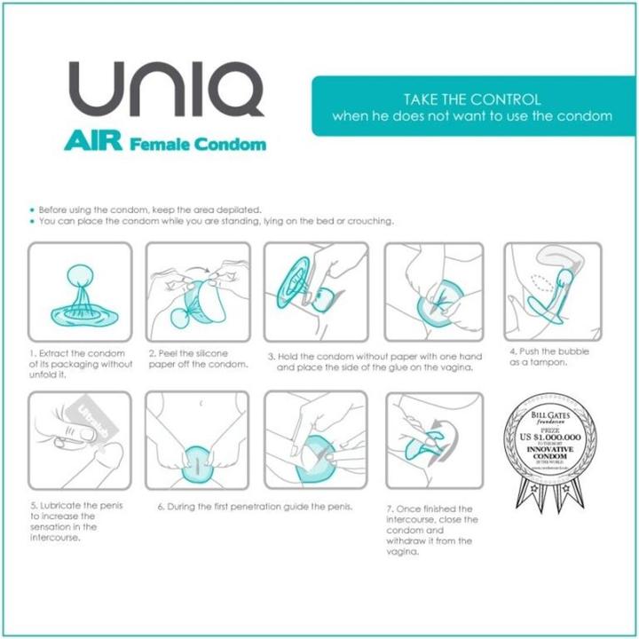 Productafbeelding Uniq AirFemale" vrouwencondoom 3 stuks, latexvrije vrouwencondooms met unieke AirBubble (3 Pcs.)
