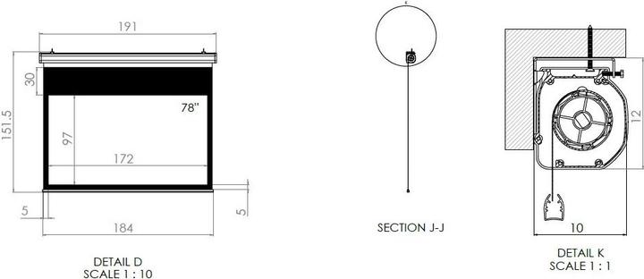 Immagine prodotto Bestvision Schermo con motore 16:9, bianco, 78" (78", 16:9)