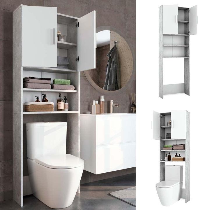 Immagine prodotto Vicco Mobile da toilette in cemento/bianco 64 x 190 cm con 2 ante