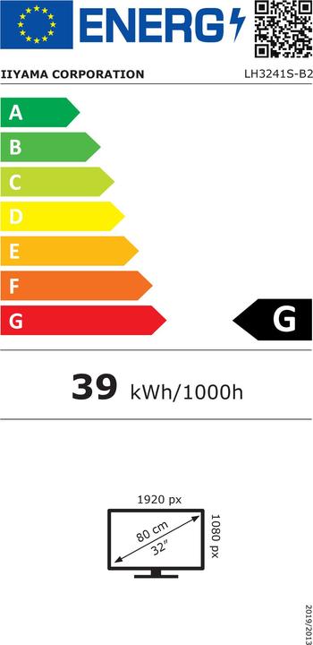 Energie-Label iiyama 32" 1920x1080, IPS panel, 1% Haze, Lands (1920 x 1080 Pixel, 31.50")