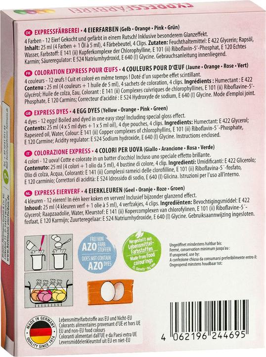 Nährwerte und Zutaten Heitmann Eierfarben Expressfärberei (25 ml)
