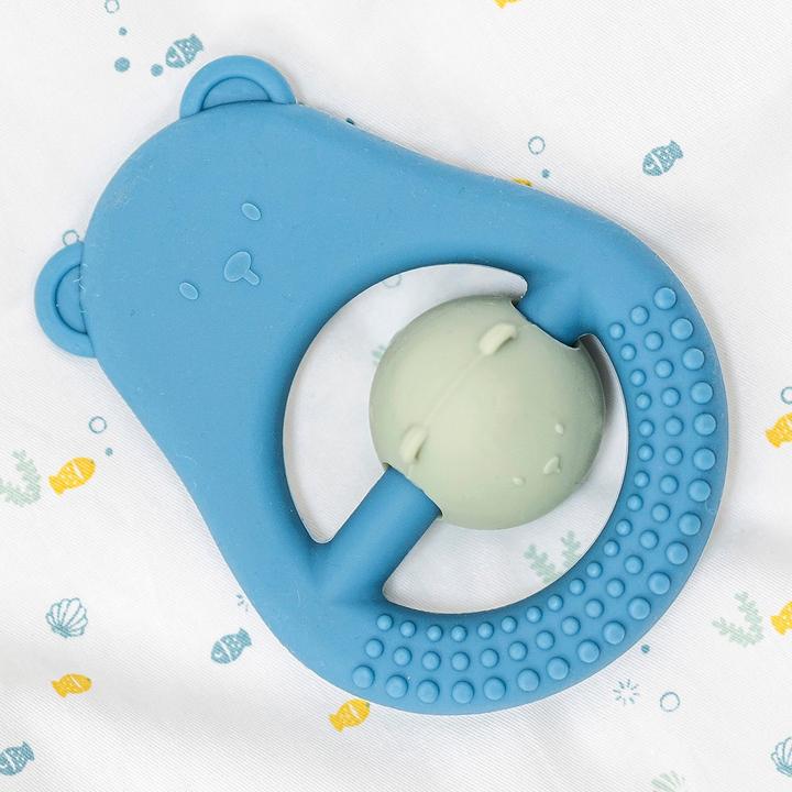 Actual product image Nattou Teething Ring Mother Silicone Blue