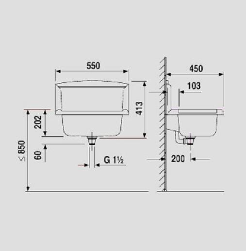 Immagine prodotto Magni Tecnologia sanitaria Lavandino funzionale MULTISET 712101 in plastica resistente agli agenti (450 mm, 550 mm)