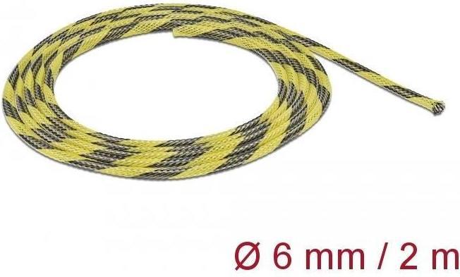Productafbeelding Delock Gevlochten kous rekbaar 2 m x 6 mm zwart-geel (Kabeldoorvoer, 200 cm)