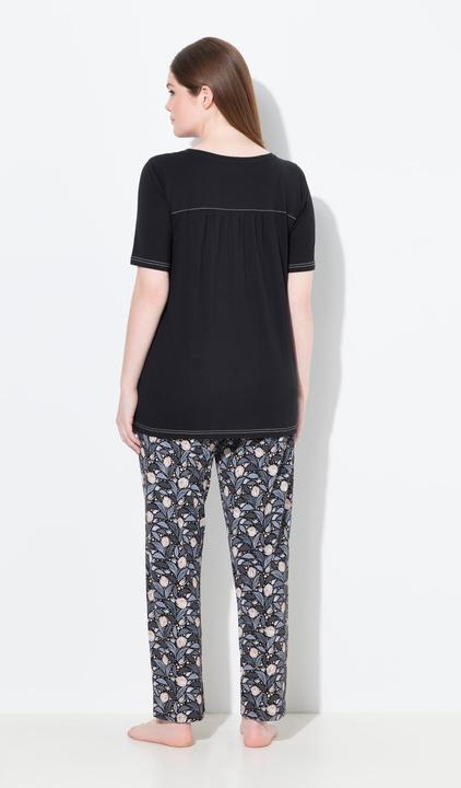 Produktbild Ulla Popken Pyjama, Blätter, V-Ausschnitt, Halbarm (42, 44)