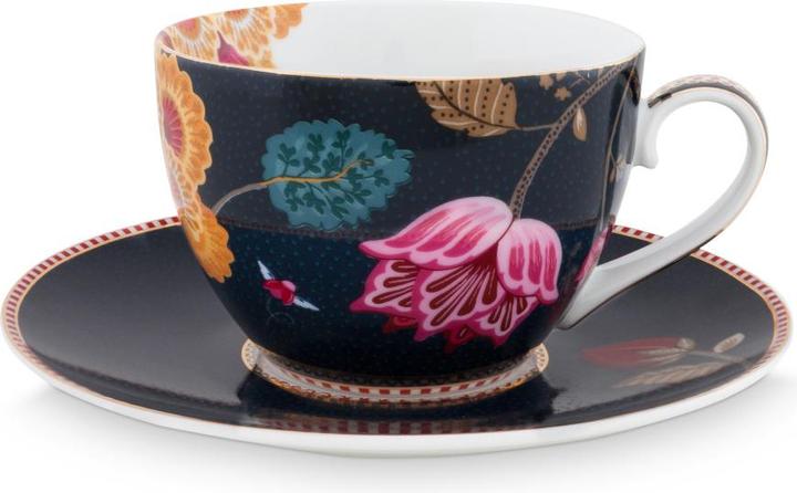 Produktbild PIP Studio Fantasy Cappuccino Tasse mit Untertasse denim blue 0,28l (280 ml, 1 x)