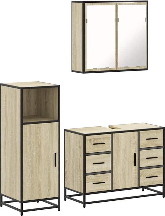 Produktbild VidaXL 3-tlg. Badmöbel-Set Sonoma-Eiche Holzwerkstoff Badmöbelset