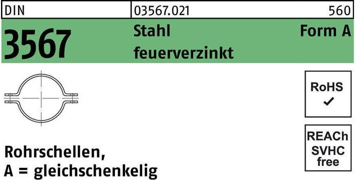 Productafbeelding Pijpklem DIN 3567 gelijkbenig A 305 / NW 300 staal thermisch verzinkt Pijpklemmen, A = gelijk...