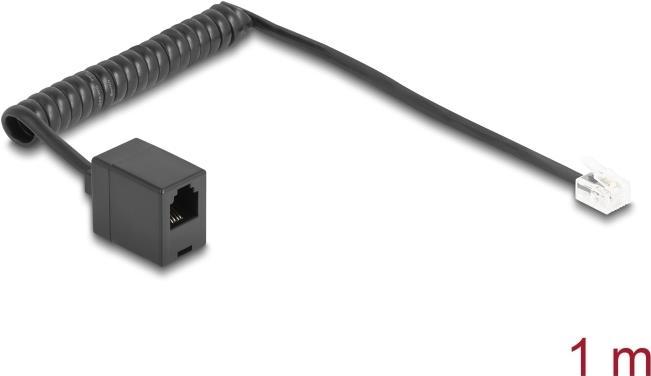 Produktbild Delock Telefonkabel / Spiralkabel RJ11 Stecker zu RJ11 Buchs