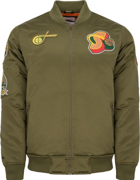 Produktbild Mitchell & Ness M&N Satin Bomber Jacke - PATCHES Seattle SuperSonics - S (S)