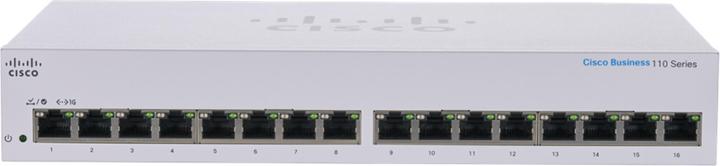 Produktbild Cisco Business 110 Series 110-16T - Switch - unmanaged - 16 x 10/100/1000 - Desktop, an Rack montie (16 Ports)