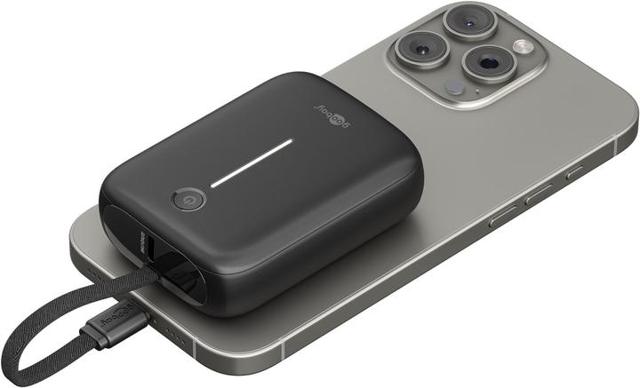 Produktbild Goobay Powerbank 10.000 mAh mit integriertem USB-C-Kabel (10000 mAh, 15 W)
