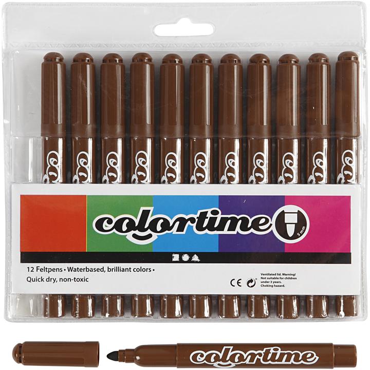 Actual product image Creativ Company Bruine Jumbo Pens, 12pcs. (Brown, 5 mm, 12 x)