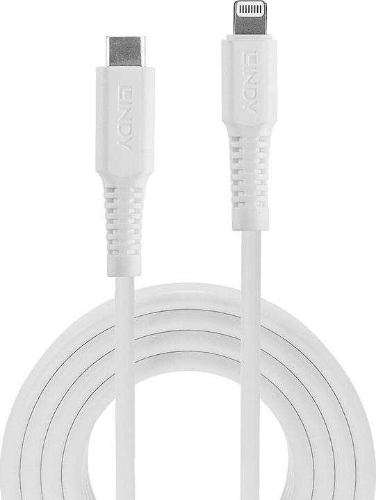 Actual product image Lindy 0.5m USB Type C to Lightning cable, white USB Type C plug to Lightning plug (0.50 m, USB 2.0)