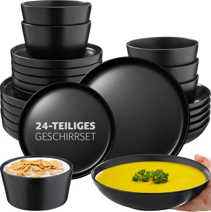 Actual product image tectake Geschirrset Una, aus Steingut, für 6 Personen (24 Piece)
