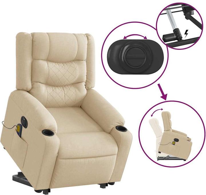 Actual product image VidaXL Electric massage chair with stand-up aid cream fabric
