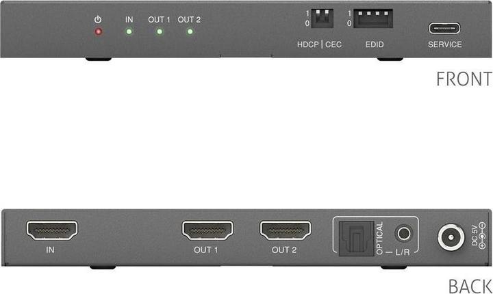Image du produit Purelink PureTools - 1x2 HDMI2.1 Splitter - 48Gbps - 8K (60Hz 4:2:0) 12 bit, Audio De-Embedding and Signal M