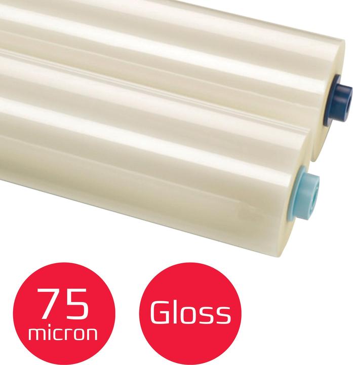 Produktbild GBC Rollen-Laminierfolie RollSeal EZload, glänzend, 150 mic 2 x 75 mic, bis DIN A3, Poleysterfilm, Kernd (30.5 cm x 75m, 2 Stück, 75 µm)