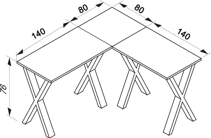 Produktbild VCM Büromöbel Eckschreibtisch Lona 80 X Alu Weiss (220 x 80 x 76 cm)
