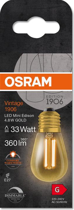 Productafbeelding Osram Vintage 1906 LED DIM 33 4,8 W/2200 K E27 (E27, 4.80 W, 360 lm, 1 x, G)