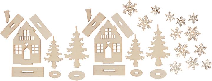 Produktbild Rayher Holzbausatz "Winterhäuser", 31-tlg., Sperrholz