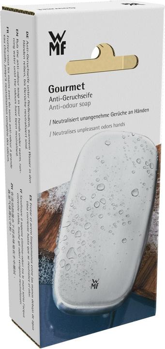Produktbild WMF Antigeruchseife 9x5cm Edelstahlseife Gourmet Edelstahl neutralisiert Gerüche (Hartseife)