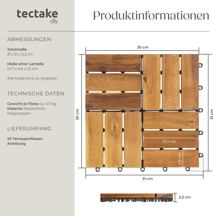 Immagine prodotto tectake Tabula (20 x, 31 x 31 cm)
