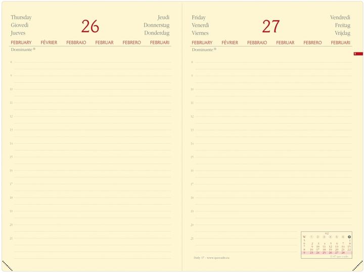 Nutritional values and ingredients Quo Vadis Agenda Daily 17 Silk El 2024 376022Q 1T/1S, orange 12x17cm (12 x 17 cm, German)