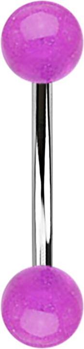 Image du produit Star Piercing Micro banane avec deux boules acryliques violettes "Glow (Acier chirurgical 316L, sans laiton, Acrylique)