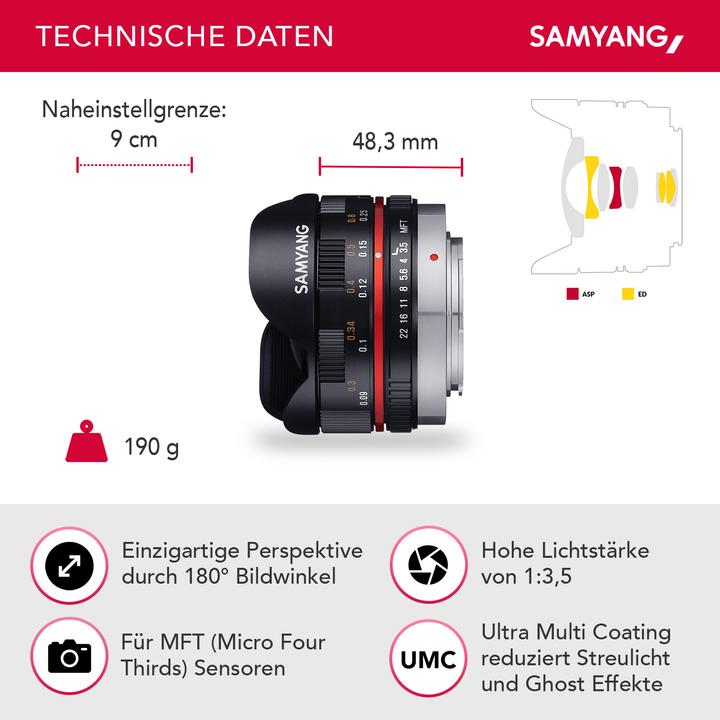 Actual product image Samyang 7.5mm f/3.5-22 MFT (Micro Four Thirds, APS-C / DX)