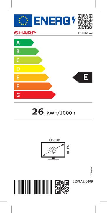 Etichetta energetica Sharp 32FA2E (32", LED, Pronto per l'HD, 2023)