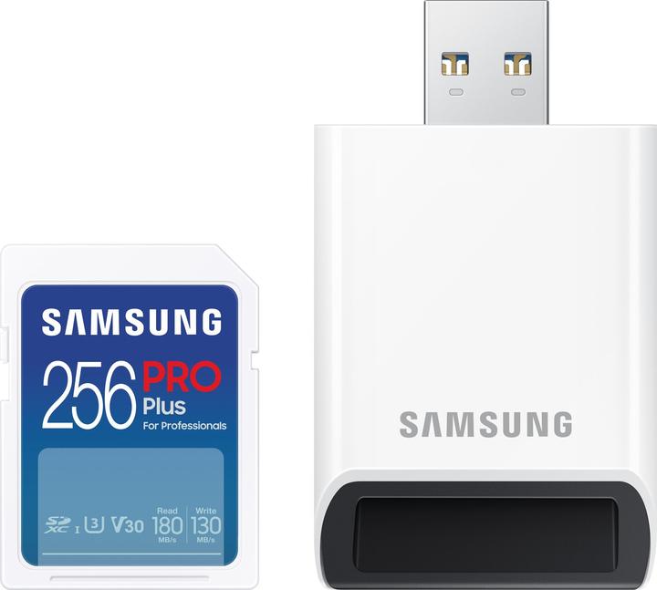 Produktbild Samsung Karta pamięci SD PRO Plus MB-SD256SB/WW 256GB + czytnik (256 GB, SDXC, U3, UHS-I)