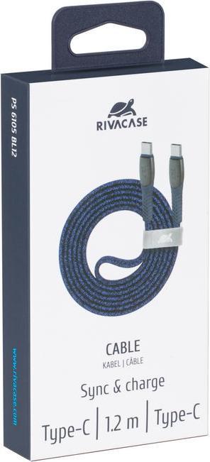 Image du produit Rivacase CÂBLE USB-C VERS USB-C /BLUE PS6105 BL12 (1.20 m, USB 2.0)