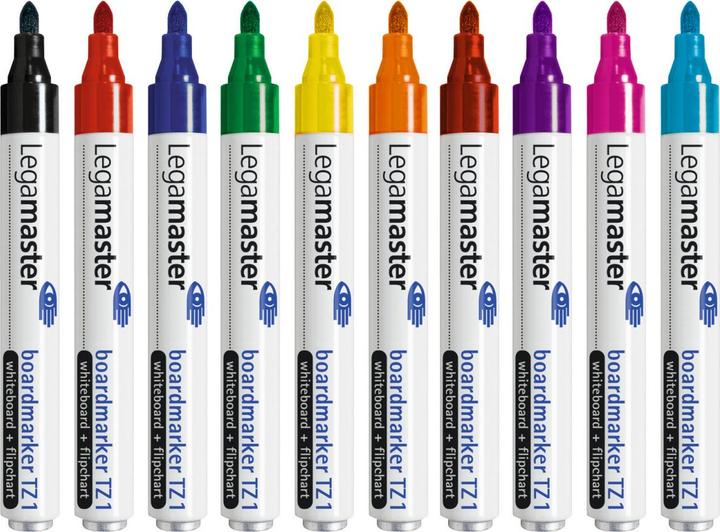Image du produit Legamaster Marqueur de panneau TZ1 10 pièces assorties (Jaune, Pink, Vert, Bleu, Bleu clair, Rouge, Marron, Violet, Orange, Noir, 3 mm, 10 x)