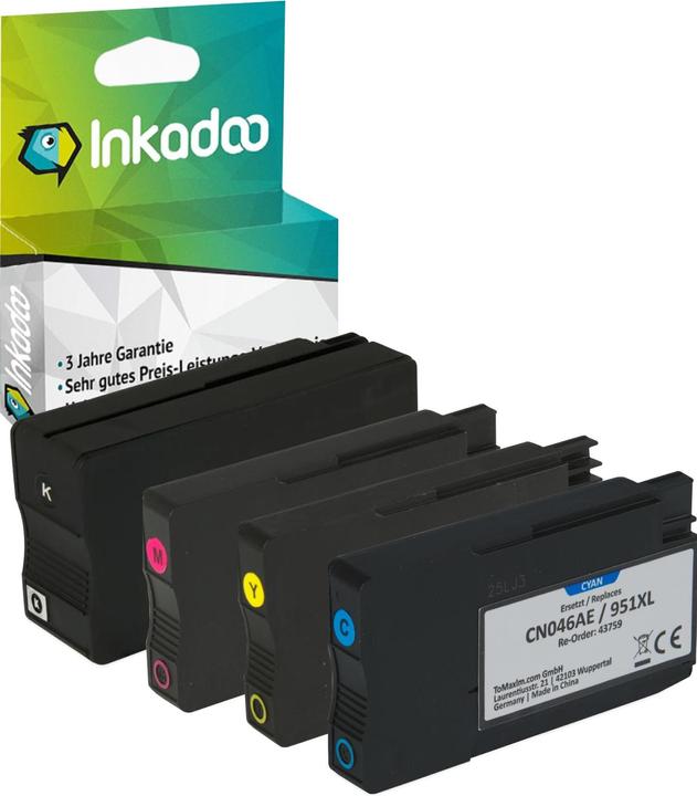 Produktbild Inkadoo Druckerpatronen multipack kompatibel zu HP C2P43AE / 950XL/951XL enthält 4x Tintenpatrone (M, C, Y, BK)