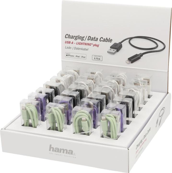 Actual product image Hama Charging/data cable, USB-A - Lightning, 0.75 m, 28 pieces in display (0.75 m, USB 4.0)