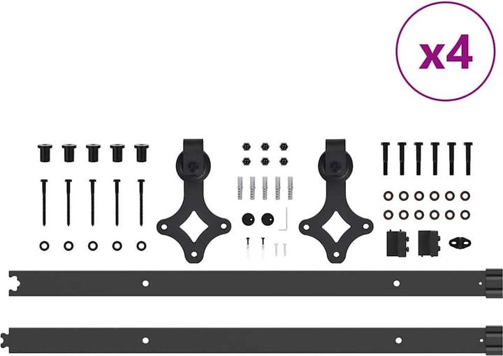 Actual product image VidaXL Sliding door fitting set 152.5 cm steel black Sliding door fitting set