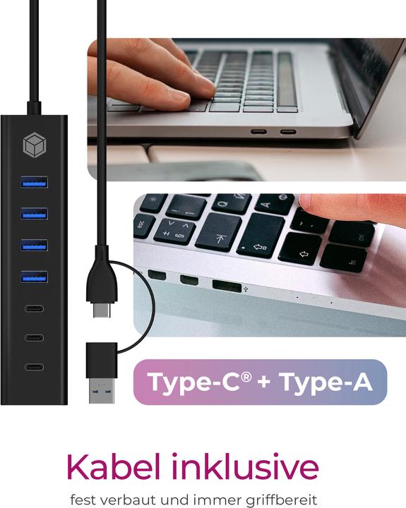 Actual product image Icy Box IB-HUB1737-C3 (USB-C, 7 Ports)