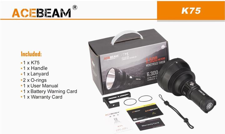 Actual product image AceBeam K75 LED Thrower Searchlight 6300 Lumen (25 cm, 6300 lm)