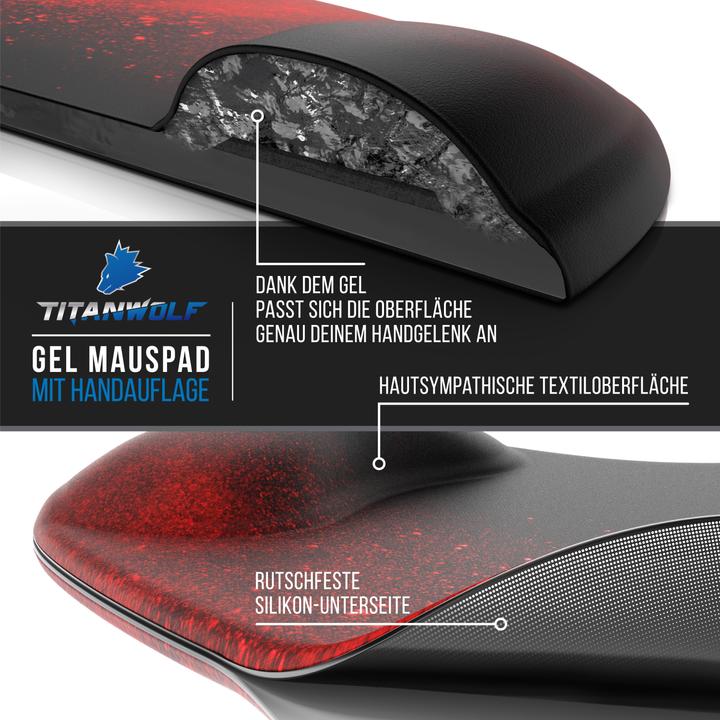 Immagine prodotto Titanwolf Tappetino per mouse da gioco, con poggiapolsi ergonomico, tappetino per mouse da ufficio con