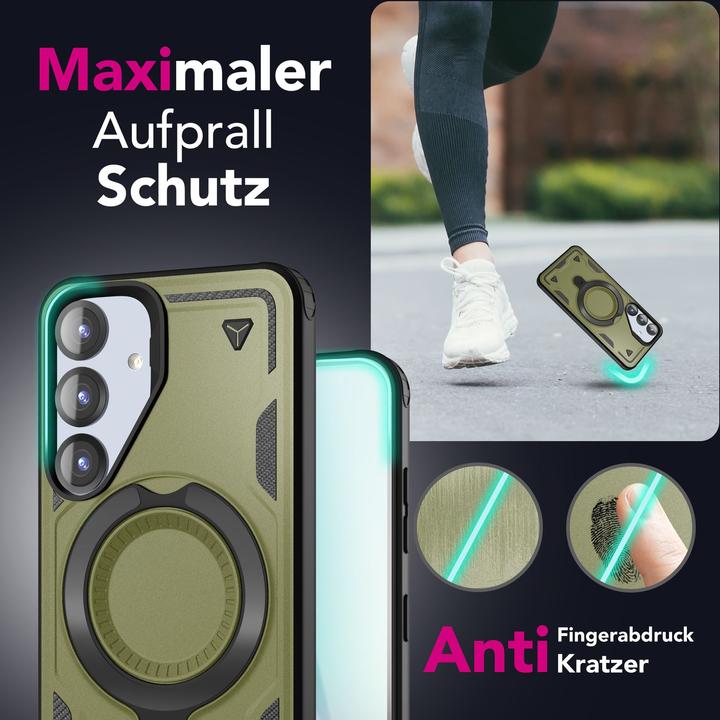 Produktbild Nalia Stormguard - Stossfeste Armor Ring Hülle für MagSafe - Military Kickstand Hardcase (Samsung Galaxy S25)
