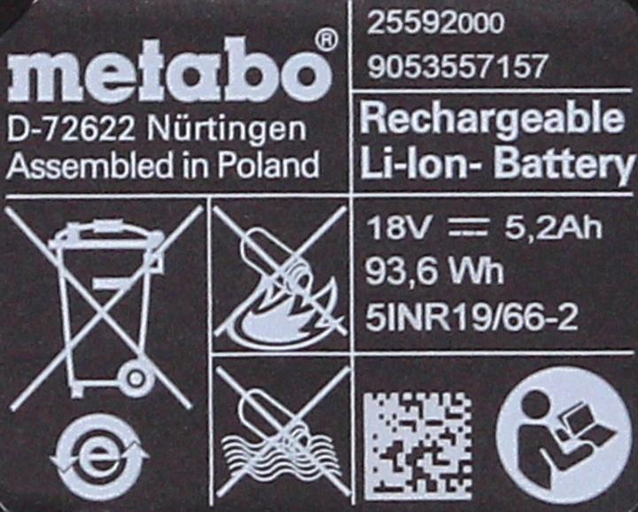 Actual product image Metabo Battery pack (18 V)