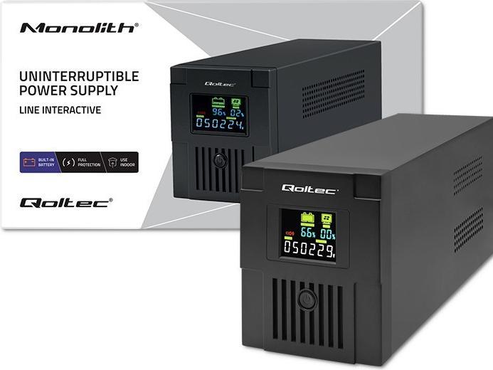 Actual product image Qoltec Zasilacz awaryjny UPS | Monolith | 1500VA | 900W | LCD | USB (1500 VA, 900 W, Line-interactive UPS)